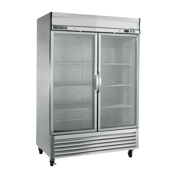 Maxx Cold Reach-In Refrigerator, Double Door, Bottom Mount, Glass 42.9 CUFT - MXSR-49GD