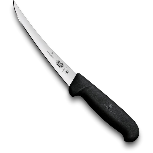 Swiss Army Brands Victorinox 40515 Kitchen Fibrox Pro Black Boning - Curved, 6In Semi-Stiff Blade - VIC-5.6603.15