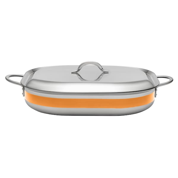 Bon Chef Country French 2 Oblong Pan W/Lid  15" X 11" X 2 7/8"  5 Qt - Orange - 71023-CF2-O