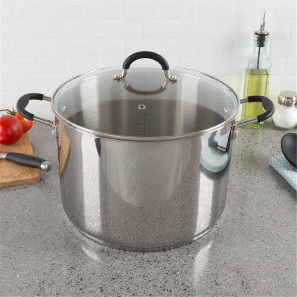 Classic Cuisine 12 qt Stainless Steel Stock Pot with Lid - Large - 82-KIT1048