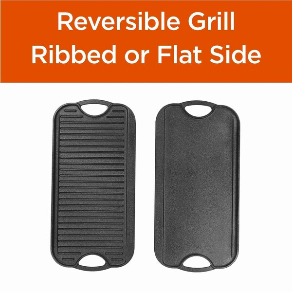 Commercial Chef Cast Iron Griddle, Reversible Grill Griddle with Dual Handles - CHFLRGG5