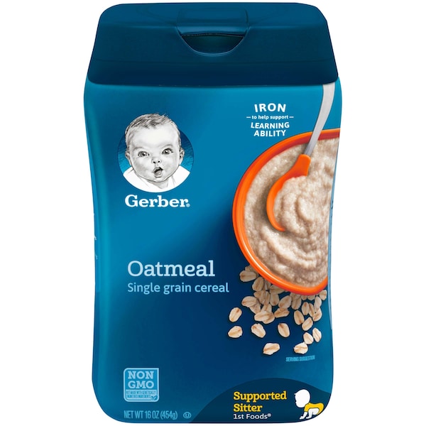 Cereal de avena de grano único Gerber Gerber de 16 oz., paquete de 6 - 10015000070516.