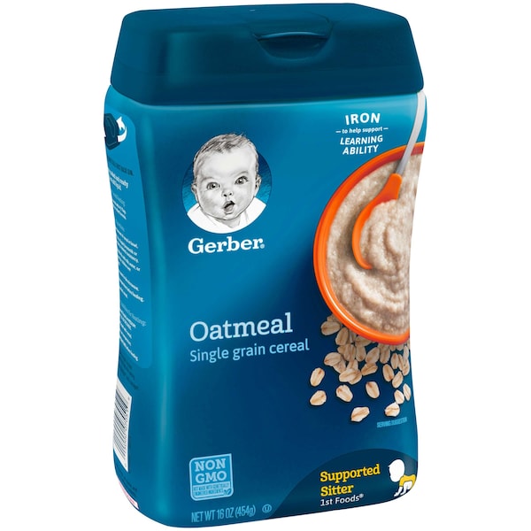 Cereal de avena de grano único Gerber Gerber de 16 oz., paquete de 6 - 10015000070516.