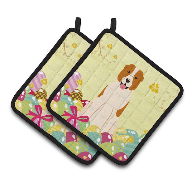 Carolines Treasures Easter Eggs Central Asian Shepherd Dog Pair of Pot Holders - BB6049PTHD