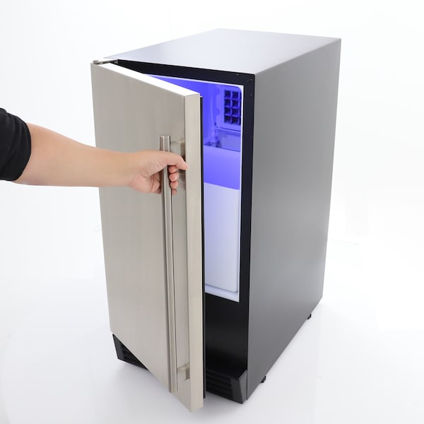Maxx Ice Built-In Indoor Clear Ice Machine, ADA Compliant, 15 in.W, 65 lbs, Black with Stainless Steel Door - MIM50P-ADA