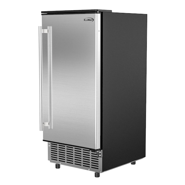 Koolmore Stainless-Steel Built-In Ice Maker Machine with Large 25 lb Cube Storage Basket, Full Cube Production - BIM75-BS