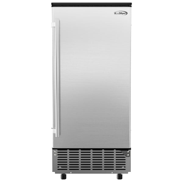 Koolmore Stainless-Steel Built-In Ice Maker Machine with Large 25 lb Cube Storage Basket, Full Cube Production - BIM75-BS