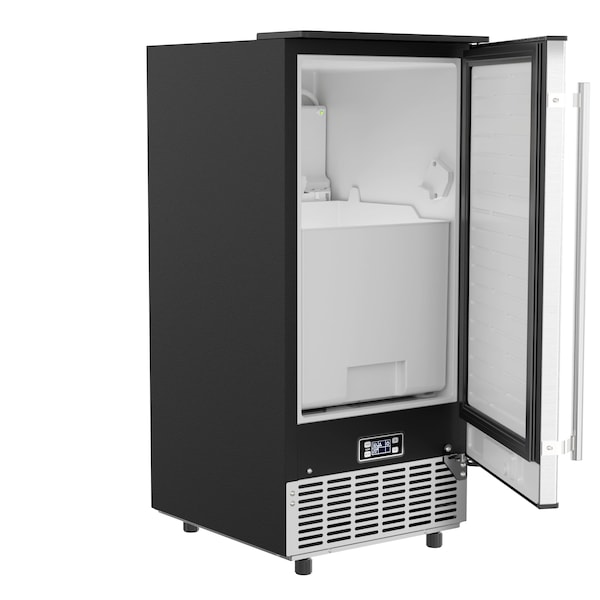 Koolmore Stainless-Steel Built-In Ice Maker Machine with Large 25 lb Cube Storage Basket, Full Cube Production - BIM75-BS