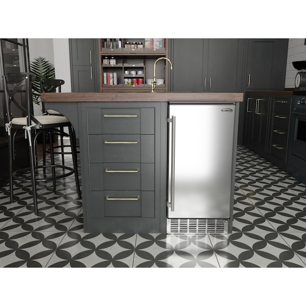 Koolmore Stainless-Steel Built-In Ice Maker Machine with Large 25 lb Cube Storage Basket, Full Cube Production - BIM75-BS