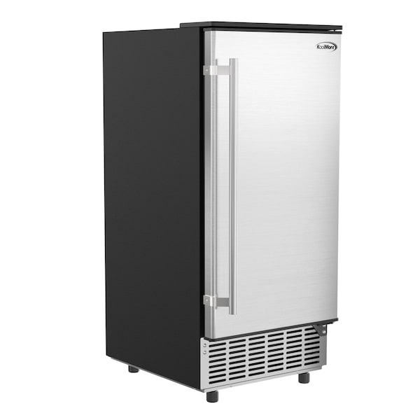 Koolmore Stainless-Steel Built-In Ice Maker Machine with Large 25 lb Cube Storage Basket, Full Cube Production - BIM75-BS