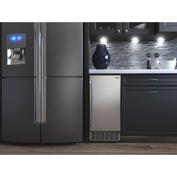 Koolmore Stainless-Steel Built-In Ice Maker Machine with Large 25 lb Cube Storage Basket, Full Cube Production - BIM75-BS