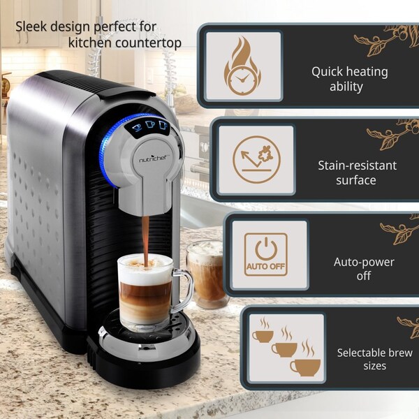 Nutrichef Coffee Machine With Milk Frother - PKNESPRESO70