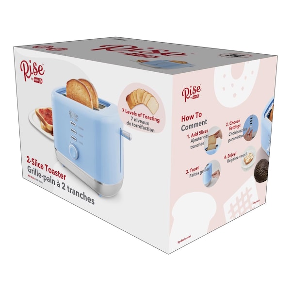 Rise By Dash Plastic Blue 2 slot Toaster 7.4 in. H X 7.2 in. W X 11.1 in. D - RTT200GBSK06