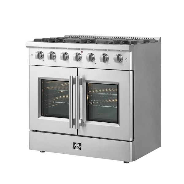 Forno Galiano 36In. Freestanding French Door Gas Range - FFSGS6444-36