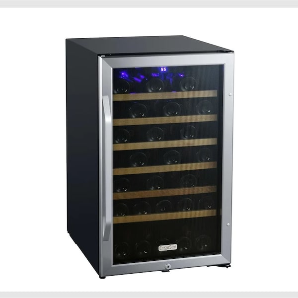 Edgestar 20 Inch Wide 44 Bottle Capacity Free Standing Wine Cooler with Reversible Door and LED Lighting - CWF440SZ