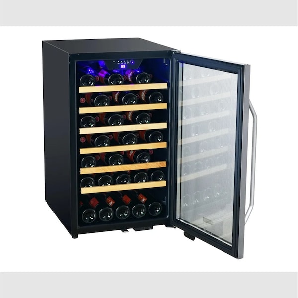 Edgestar 20 Inch Wide 44 Bottle Capacity Free Standing Wine Cooler with Reversible Door and LED Lighting - CWF440SZ