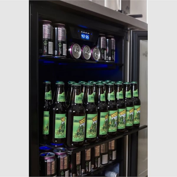 Edgestar 24 Inch Wide 142 Can BuiltIn Beverage Cooler with Tinted Door and LED Lighting - CBR1502SG