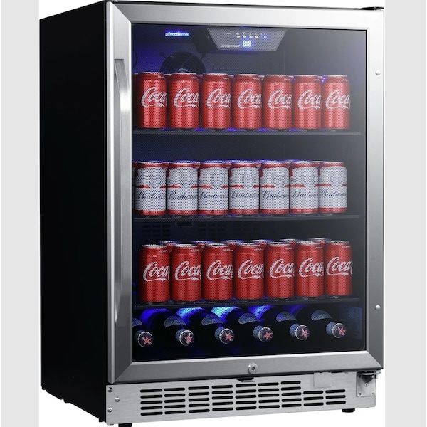 Edgestar 24 Inch Wide 142 Can BuiltIn Beverage Cooler with Tinted Door and LED Lighting - CBR1502SG