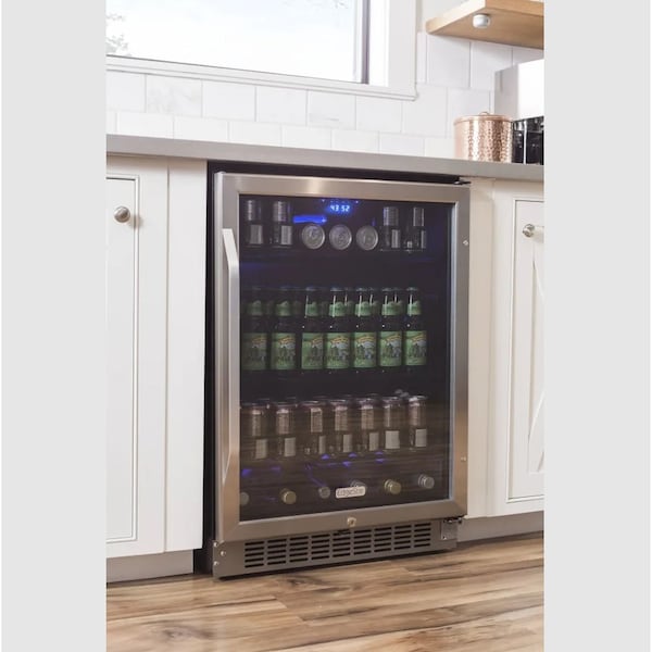 Edgestar 24 Inch Wide 142 Can BuiltIn Beverage Cooler with Tinted Door and LED Lighting - CBR1502SG