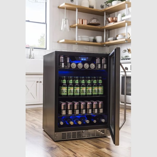 Edgestar 24 Inch Wide 142 Can BuiltIn Beverage Cooler with Tinted Door and LED Lighting - CBR1502SG