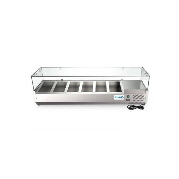 Koolmore 59" Refrigerated Countertop Condiment Prep Rail Sandwich Prep Station - SCDC-6P-SG
