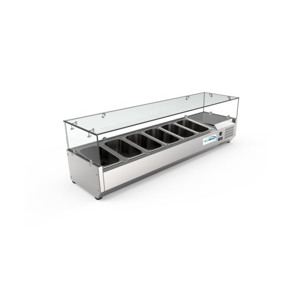Koolmore 59" Refrigerated Countertop Condiment Prep Rail Sandwich Prep Station - SCDC-6P-SG