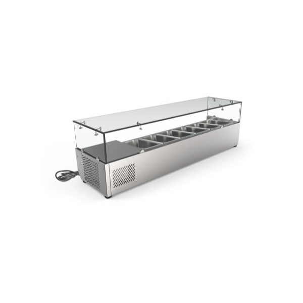 Koolmore 59" Refrigerated Countertop Condiment Prep Rail Sandwich Prep Station - SCDC-6P-SG