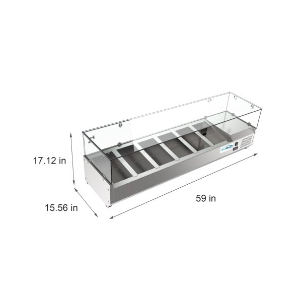Koolmore 59" Refrigerated Countertop Condiment Prep Rail Sandwich Prep Station - SCDC-6P-SG