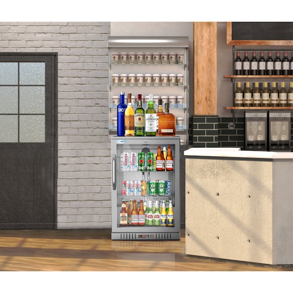 Koolmore One Door Stainless Steel Back Bar Cooler Counter Height Beverage Refrigerator, Mini Drink Fridge - BC-1DSW-SS