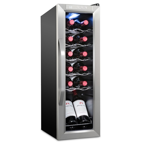 Ivation 12-Bottle Compressor Freestanding Wine Cooler Refrigerator - Stainless Steel - IVFWCC121WSS