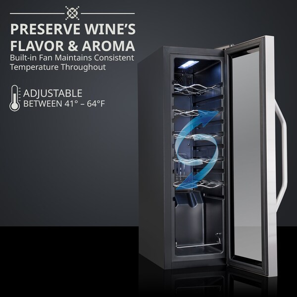 Ivation 12-Bottle Compressor Freestanding Wine Cooler Refrigerator - Stainless Steel - IVFWCC121WSS