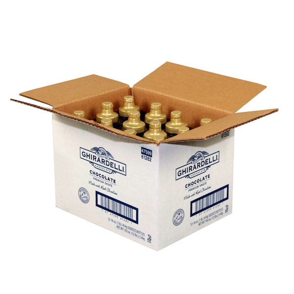 Botella exprimible de salsa de chocolate Ghirardelli Black Label de 16 oz., paquete de 12 - 61282.