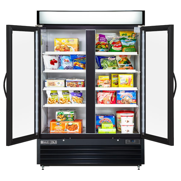 Maxx Cold Freezer 48 cu.ft., Double Door, Commercial Merchandiser, Black/Glass - MXM2-48FB