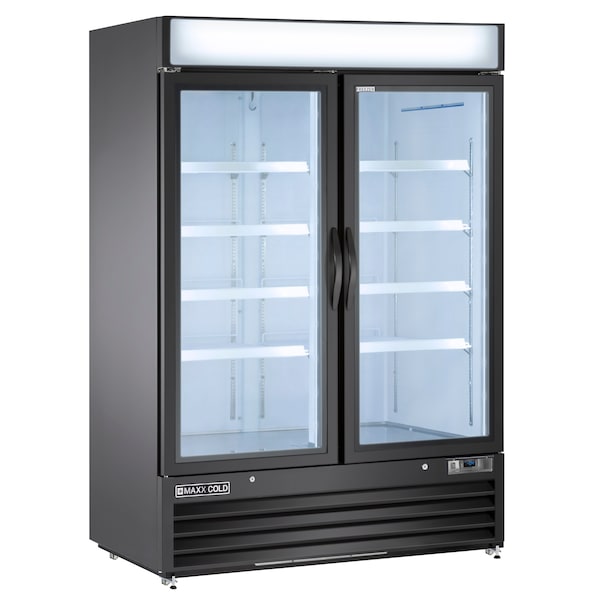 Maxx Cold Freezer 48 cu.ft., Double Door, Commercial Merchandiser, Black/Glass - MXM2-48FB