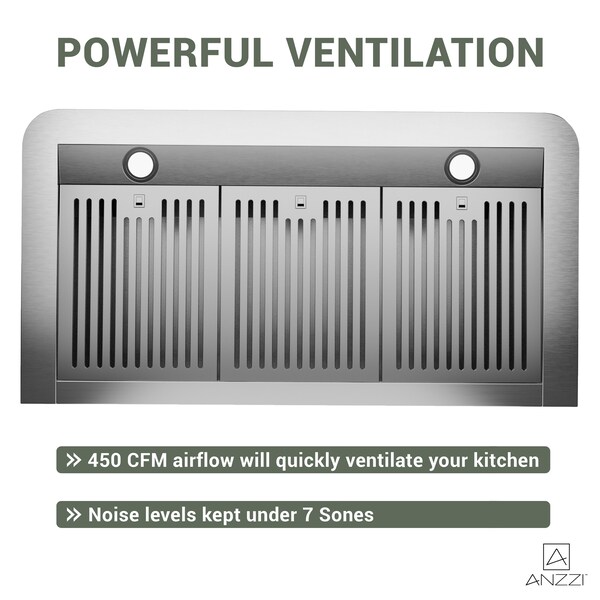 Anzzi 36-inch Under Cabinet Range Hood, Ducted or Ductless Convertible Kitchen over Stove Vent - RH-AZ2590PSS
