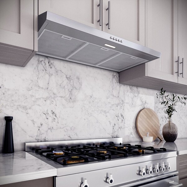 Streamline 36 in. Lagundo Ducted Undermount 80 CFM Range Hood in Brushed Stainless Steel - T-10549-1-DT