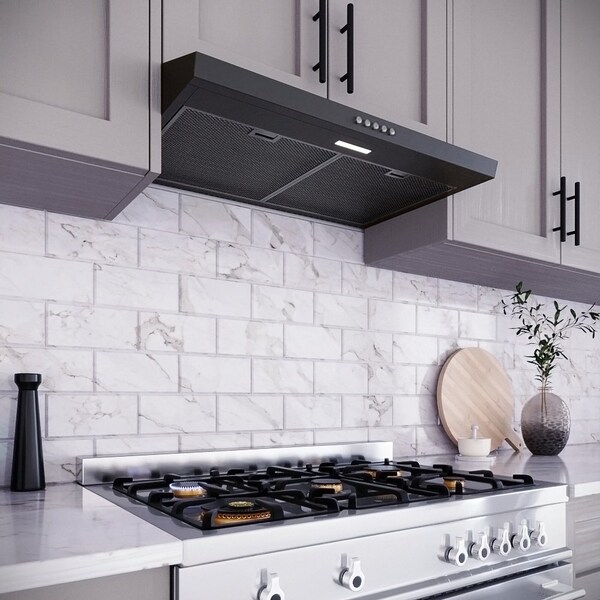 Streamline 30 in. Castellaro Ductless Undermount 80 CFM Range Hood in Grit Black - T-3208-4-DL