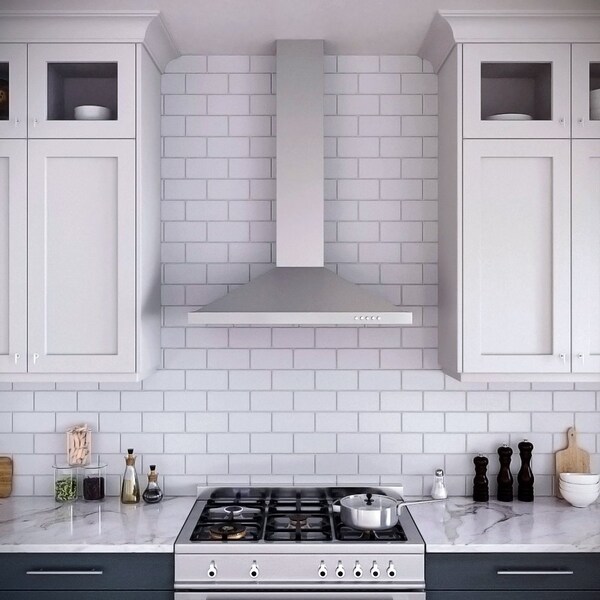 Streamline 36 in. Patria Convertible Wall Mount 220 CFM Range Hood in Brushed Stainless Steel - T-12151-1-CL