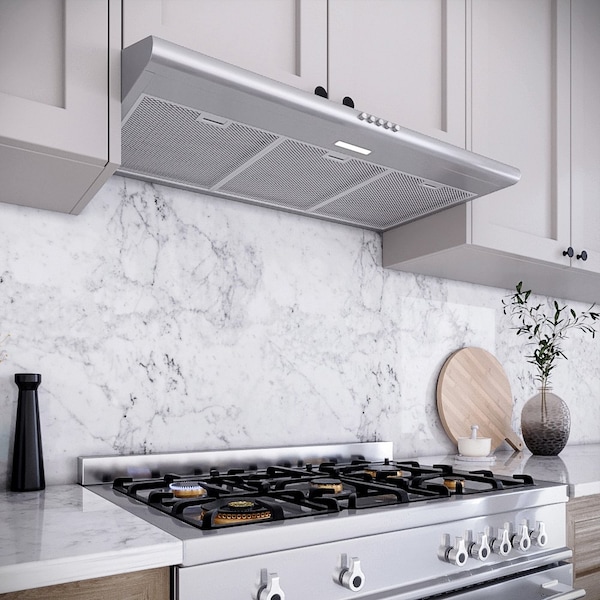 Streamline 36 in. Tigli Ductless Undermount 80 CFM Range Hood in Brushed Stainless Steel - T-10711-1-DL