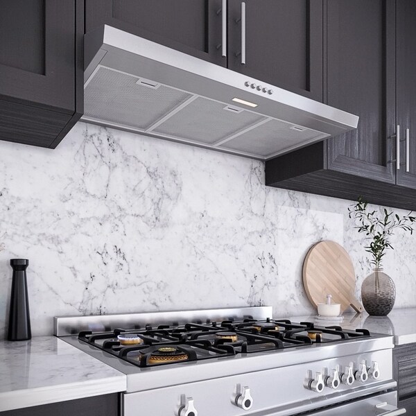 Streamline 36 in. Longhena Convertible Undermount 80 CFM Range Hood in Brushed Stainless Steel - T-10549-1-CL