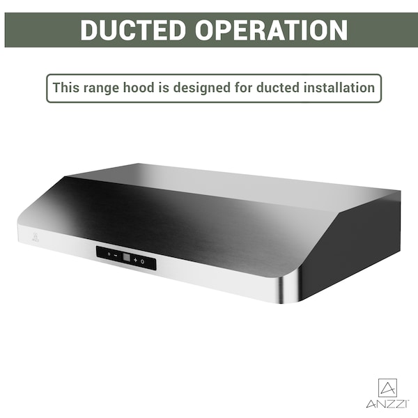 Anzzi 36-Inch Under Cabinet Range Hood with Stainless Steel Finish, Ducted Kitchen Vent above Stove - RH-AZ0391TSS