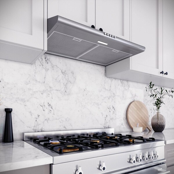 Streamline 30 in. Giovanni Convertible Undermount 80 CFM Range Hood in Brushed Stainless Steel - T-3367-1-CL