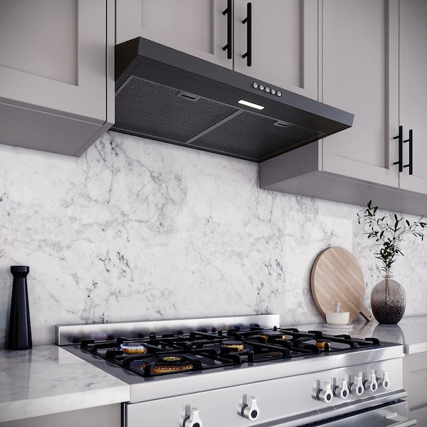 Streamline 30 in. Domenico Ducted Undermount 80 CFM Range Hood in Grit Black - T-3208-4-DT
