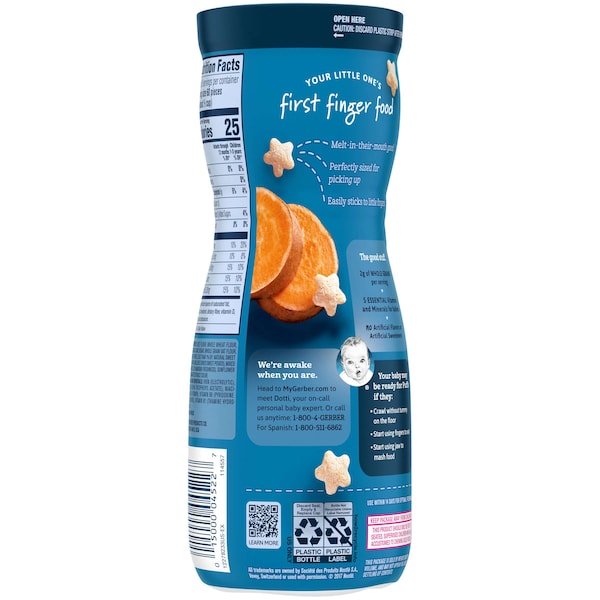 Gerber Puffs Bocadillo para bebé de camote 1.48 oz., paquete de 6 - 00015000960100_