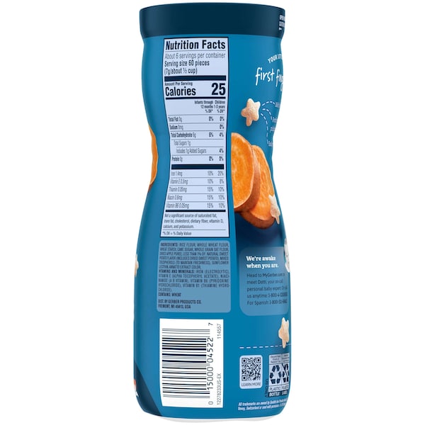 Gerber Puffs Bocadillo para bebé de camote 1.48 oz., paquete de 6 - 00015000960100_