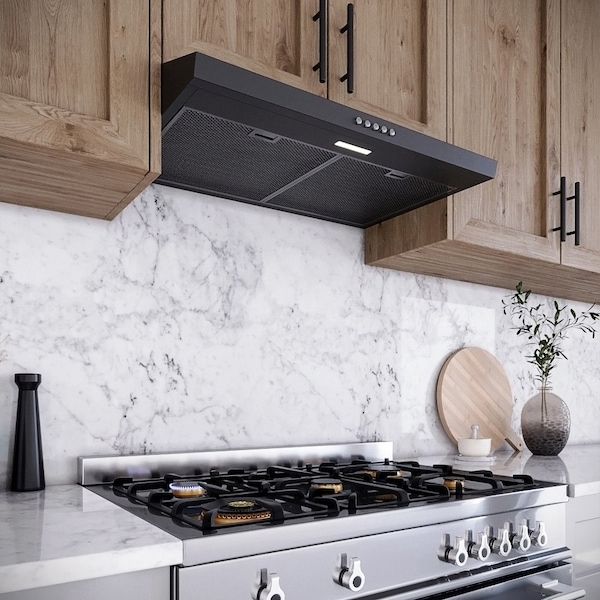 Streamline 30 in. Cosenza Convertible Undermount 80 CFM Range Hood in Grit Black - T-3208-4-CL