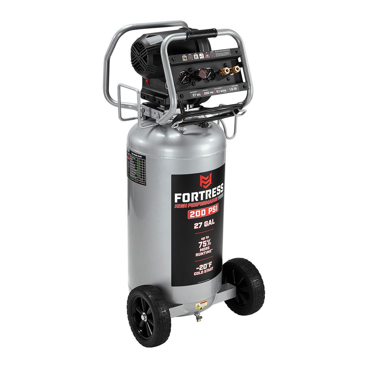 FORTRESS de 27 galones, Compresor de aire vertical para taller/automóvil de alto rendimiento con 200 PSI - 56403