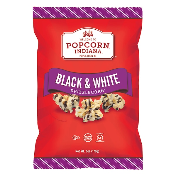 Palomitas de maíz Popcorn Indiana con cobertura de chocolate negro y blanco de 6 oz., paquete de 6 - 8435710062