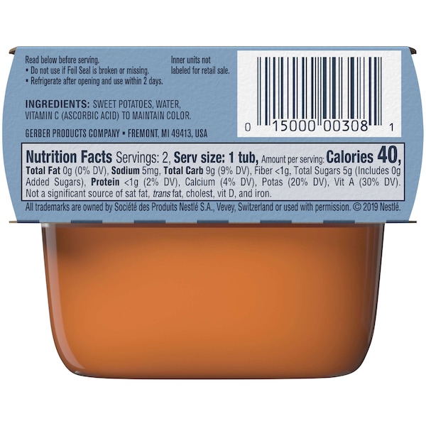 Gerber 1st Foods Sweet Potato Multi Pack de 4 oz. - Paquete de 8 tinas, PK8 - 00015000910402U