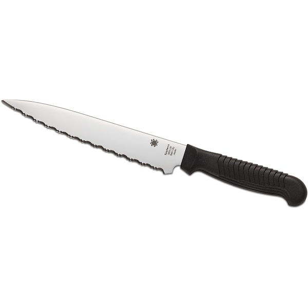 Spyderco 2024 Spyderco Kitchen Classics, Utility Knife Serrated 6In, Lightweight Black - SPY-K04SBK